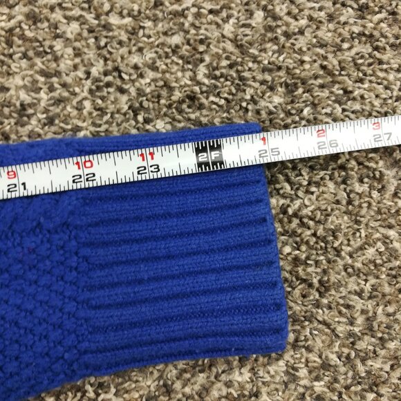 LL Bean Sweater Cardigan Extra Fine Merino Wool Cable Knit Blue Womens Medium - Picture 6 of 9